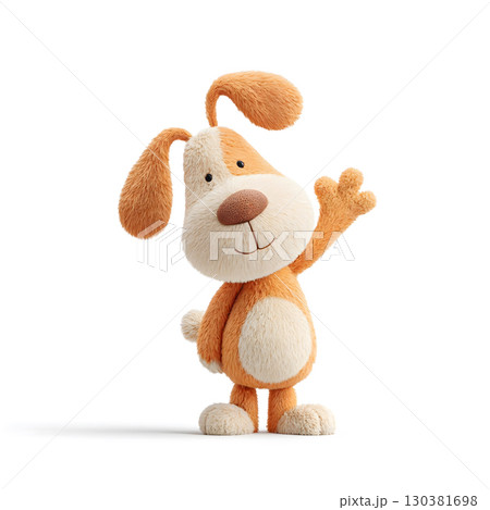 Cute 3D Cartoon Dog Waving Hello 130381698
