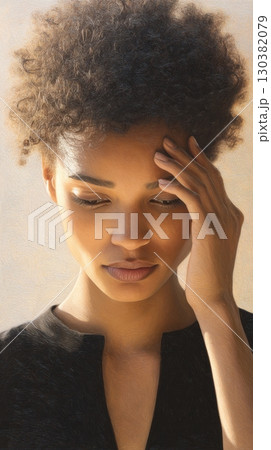 A woman demonstrates a moment of distress, highlighting her struggle with emotional pain and sadness 130382079