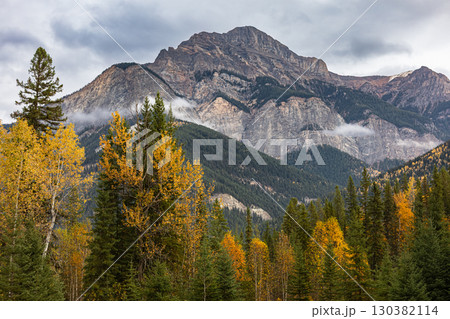 The mountain Banff National park. Canadian Rocky Mountain Landscape during stormy weather. Alberta, Canada. Mountain Landscape. Nature Background The mountain Banff National park. Canadian Rocky Mountain Landscape during stormy weather. Alberta, Canada. Mountain Landscape. Nature Background 130382114