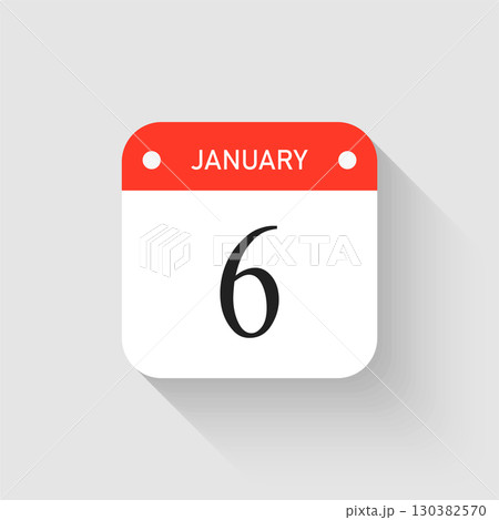 Vector icon page day calendar - 6 January month 130382570