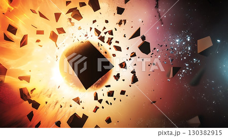 A space scene with a large explosion and a...のイラスト素材 [130382915] - PIXTA