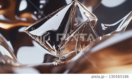 A close up of a piece of glass with a triangle shape 130383186