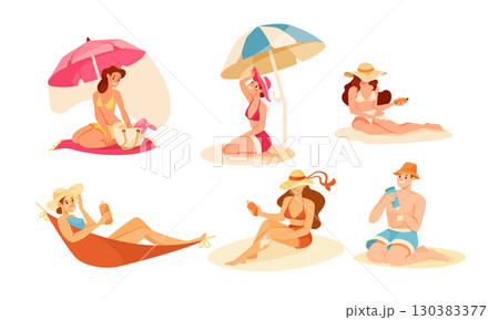 Summer Beach Vibes Enjoying a Relaxing Vacation with Vibrant Illustrations and Activities Summer Beach Vibes Enjoying a Relaxing Vacation with Vibrant Illustrations and Activities 130383377