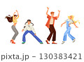 Dancing Friends Experiencing Joyful Energy and Expressive Movement In Action Together 130383421