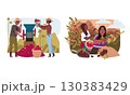 The Art of Coffee Harvesting and Processing in Lush and Vibrant Agricultural Scenes 130383429