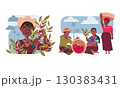 The Joy of Harvesting Fruit within a Vibrant and Lush Rural Landscape Full of Life and Color 130383431