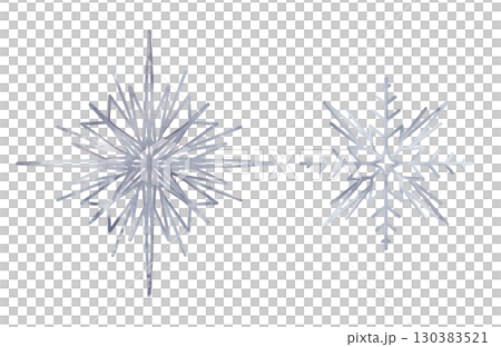 Watercolor light white blue purple snowflakes. Hand drawn illustration snow in pastel colors on isolated background. For winter New Year's design fairy tale children's cards 130383521