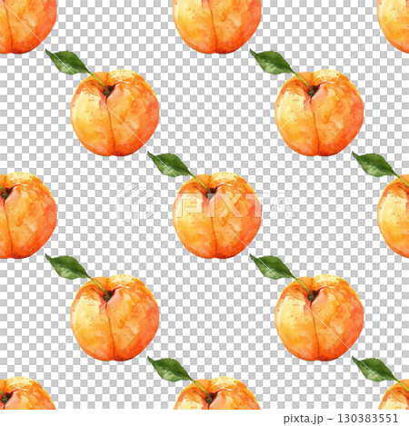 Peach seamless watercolor pattern with velvety texture and soft blush. White background design for summer branding and packaging projects 130383551