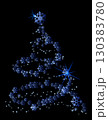 A stunning vector illustration features a christmas tree formed entirely by intricate snowflakes against a black backdrop. Sparkling stars enhance the festive feel, inviting holiday cheer 130383780