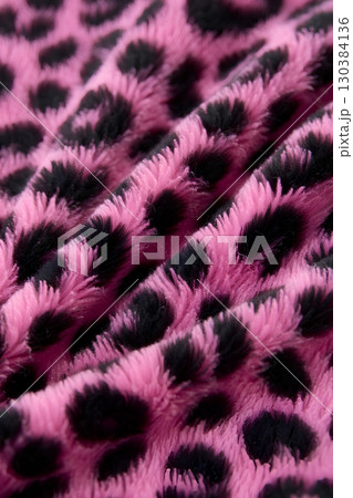 Pink and black leopard print fabric, soft textile with animal pattern for fashion design 130384136