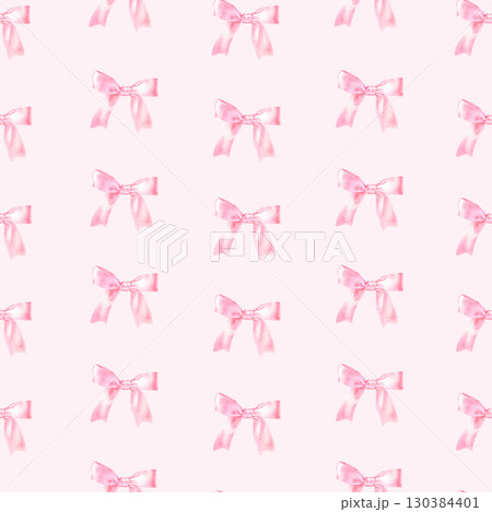 Seamless pattern with pink bow, hand drawn in watercolor. Seamless pattern with pink bow, hand drawn in watercolor. 130384401