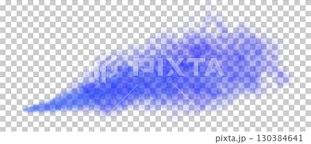 Blue glowing mist or magical smoke on transparent background, realistic fantasy vapor cloud template or gas fog mockup 130384641