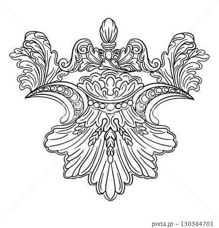 Engraving vintage ornament acanthus leaf vector illustration 130384701