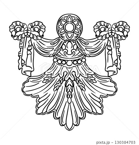 Engraving vintage ornament acanthus leaf vector illustration 130384703
