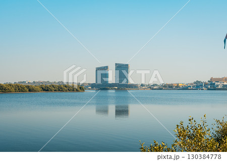 Calm water buildings. High quality photo Calm water buildings. High quality photo 130384778