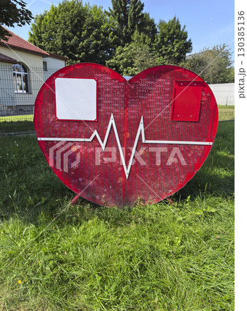 Heart-shaped art installation honors life and wellness in a park 130385136