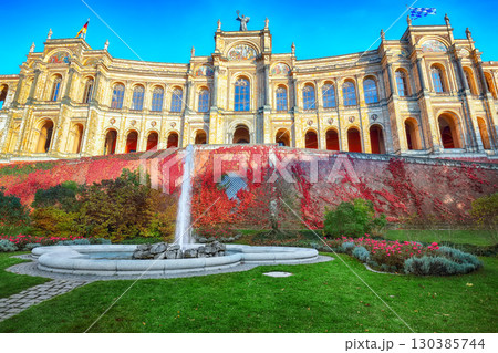Amazing  autumn view of Maximilianeum headquarter of the Bavarian parliament, 130385744