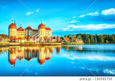 Amazing view of Moritzburg Castle near Dresden. Popular tourist destination. 130385750