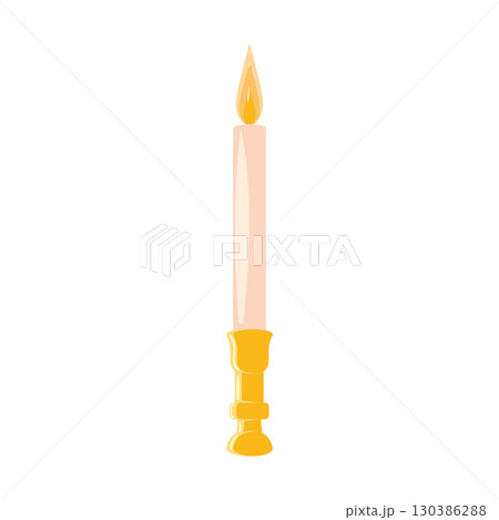 Tall gold candle holder with flame Vector 130386288