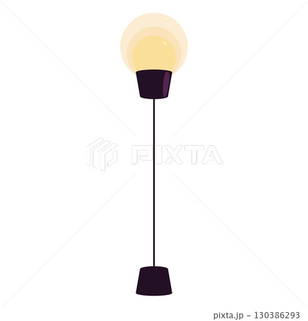 Modern floor lamp with yellow light Vector Modern floor lamp with yellow light Vector 130386293