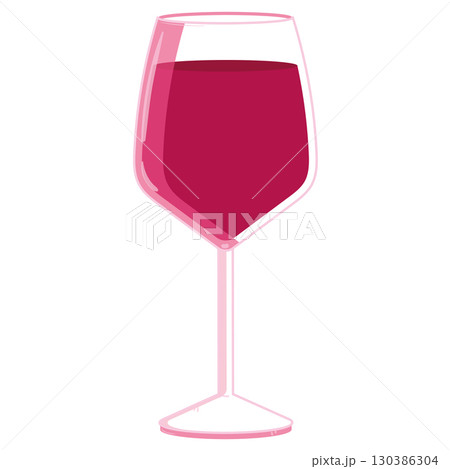Glass of red wine in minimalist style Vector 130386304