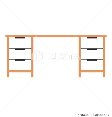Wooden desk with storage drawers Vector Wooden desk with storage drawers Vector 130386385