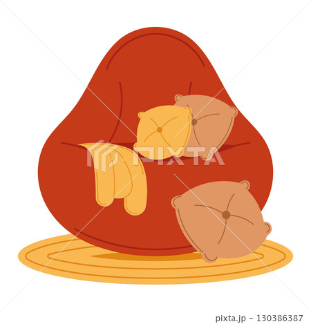 Bean bag chair with cushions and throw Vector Bean bag chair with cushions and throw Vector 130386387