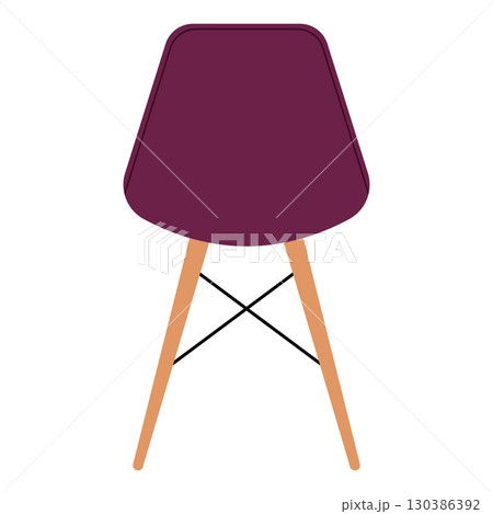 Stylish purple chair with wooden legs Vector 130386392
