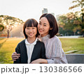 公園で遊ぶ笑顔の母と娘 公園で遊ぶ笑顔の母と娘 130386566
