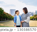 公園で遊ぶ笑顔の母と娘 公園で遊ぶ笑顔の母と娘 130386570