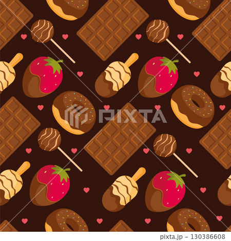 Dark chocolate sweets pattern. Vector Dark chocolate sweets pattern. Vector 130386608
