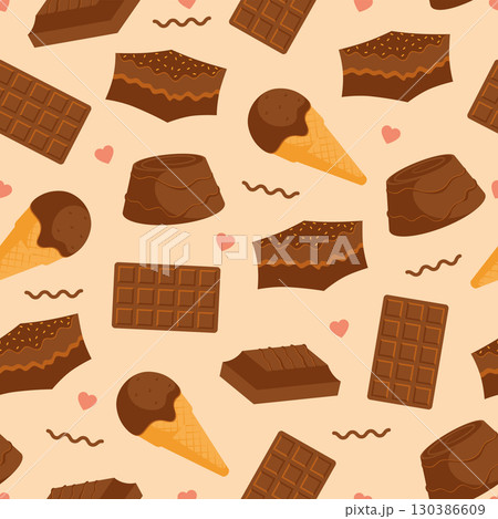 Chocolate treats cute pattern. Vector Chocolate treats cute pattern. Vector 130386609
