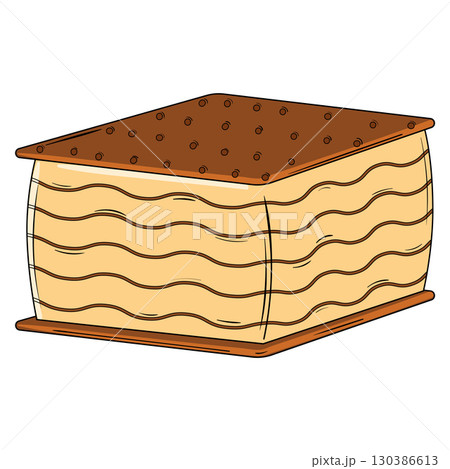 Layered chocolate cake. Vector Layered chocolate cake. Vector 130386613