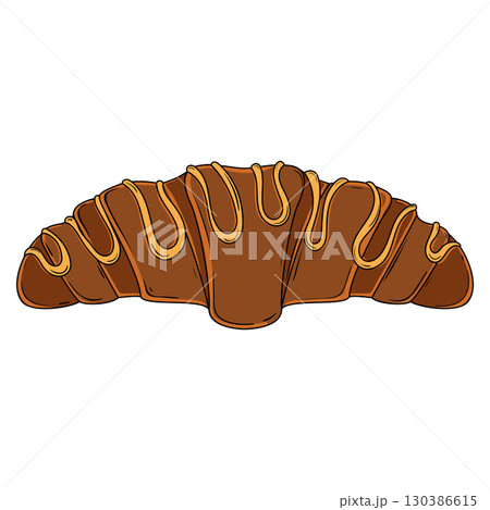 Croissant with chocolate glaze. Vector 130386615