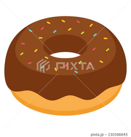 Chocolate donut with sprinkles. Vector 130386645