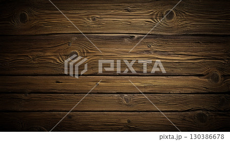 Orizontal dark brown wood planks. Rich grain texture visible 130386678