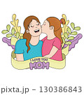 Cute mother character with her daughter Mother day Vector 130386843