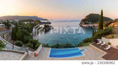 Paleokastritsa Bay at dawn in Corfu Greece Paleokastritsa Bay at dawn in Corfu Greece 130386962