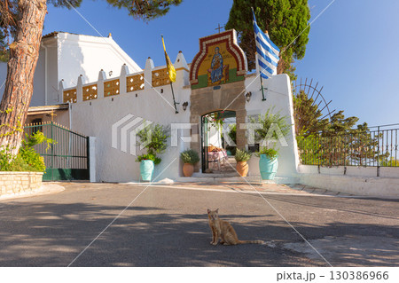 Entrance to Theotokos Monastery in Corfu Greece 130386966