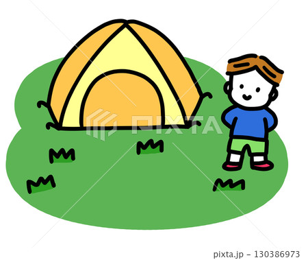 テントで遊ぶ男の子 130386973