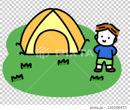テントで遊ぶ男の子 130386973
