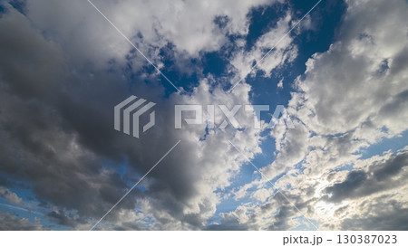 Dramatic Cloudscape Featuring a Rich Array of Varying Textures and Beautiful Colors Dramatic Cloudscape Featuring a Rich Array of Varying Textures and Beautiful Colors 130387023