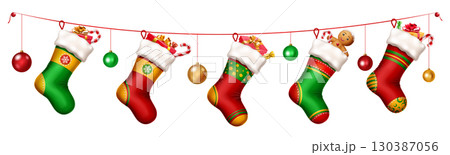 Christmas stockings with candy canes,...のイラスト素材 [130387056] - PIXTA