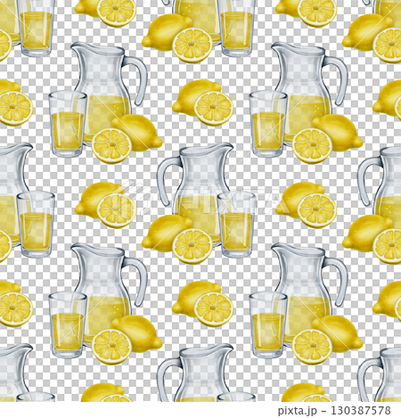 Watercolor pattern with lemons and lemonade Watercolor pattern with lemons and lemonade 130387578