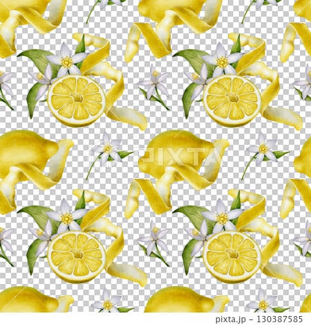 Lemon and flower seamless pattern Lemon and flower seamless pattern 130387585