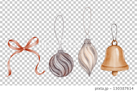Christmas ornaments and ribbon Christmas ornaments and ribbon 130387614