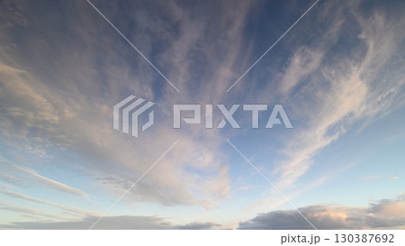 Stunning and beautiful cloud patterns have been observed at sunset during the serene evening hours 130387692