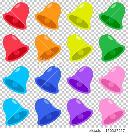Colorful bell decoration simple illustration 8 color set 130387927