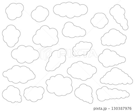 雲のようなモコモコのシンプルな吹き出しのセット 白黒 雲のようなモコモコのシンプルな吹き出しのセット 白黒 130387976