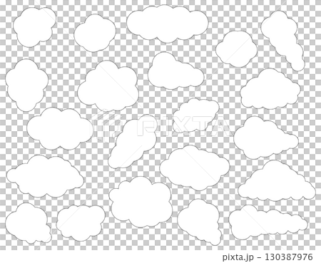 雲のようなモコモコのシンプルな吹き出しのセット 白黒 雲のようなモコモコのシンプルな吹き出しのセット 白黒 130387976